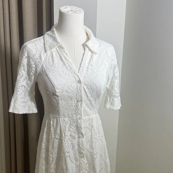 Maeve White Long Sleeve Lace Dress - Picture 2 of 3